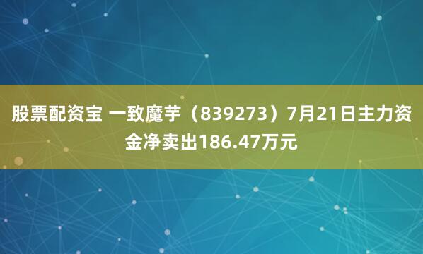 股票配资宝 一致魔芋（839273）7月21日主力资金净卖出186.47万元